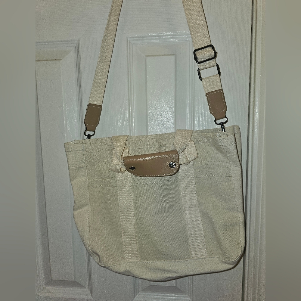 Cream Canvas Shoulder Bag
